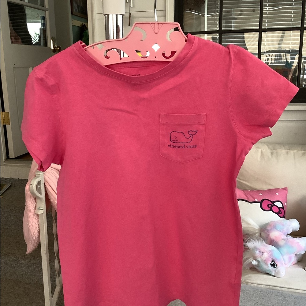 Vineyard Vines Girls Hot Pink Pocket Tee